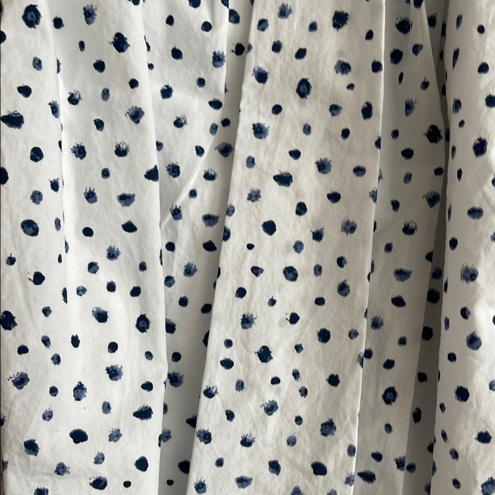 J. Crew White and Navy Spotted A-Line Skirt Cotton with Crisp Cotton Slip S - Picture 5 of 5